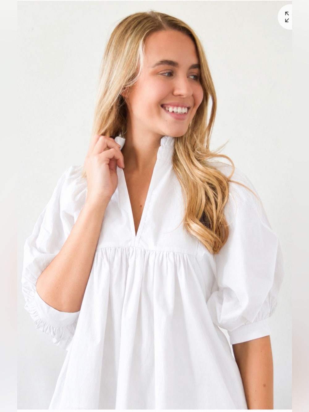 NEVER A WALLFLOWER Ruffle Neck White Top - Medium